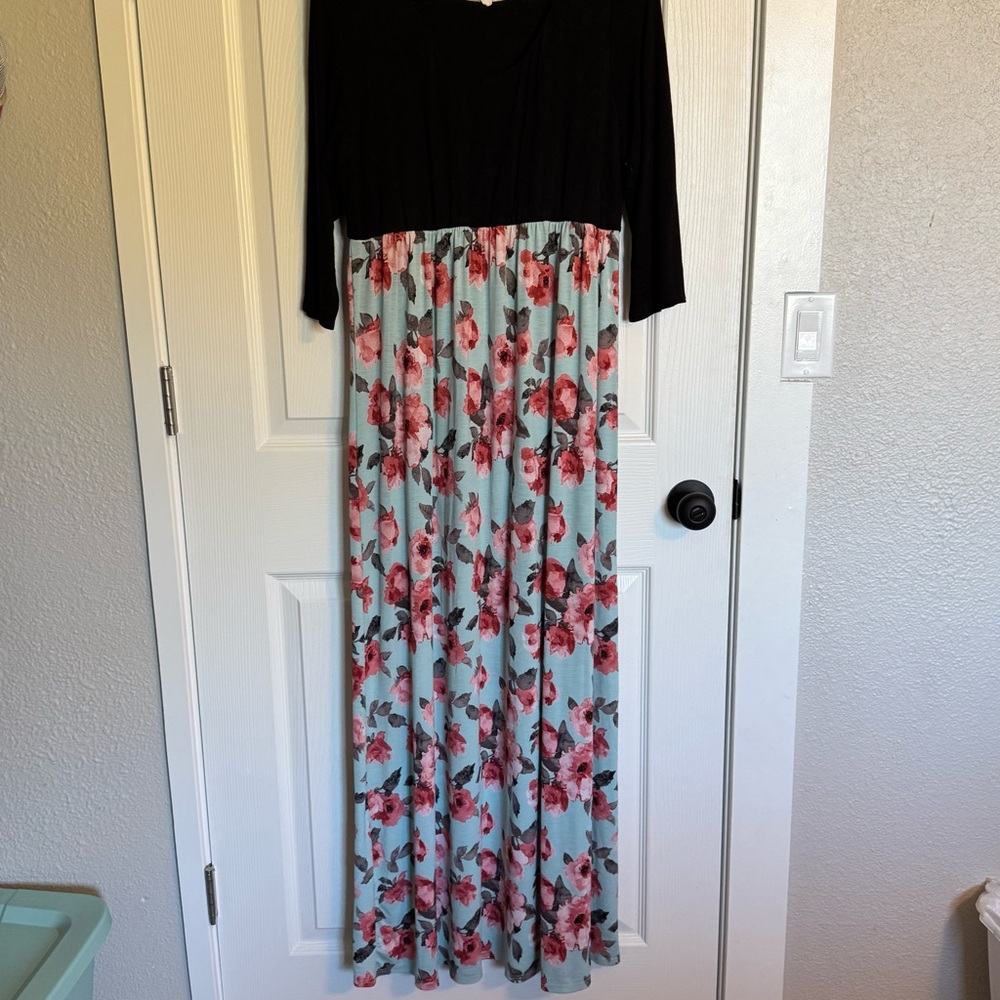 Pinkblush Black and Floral Maxi Dress